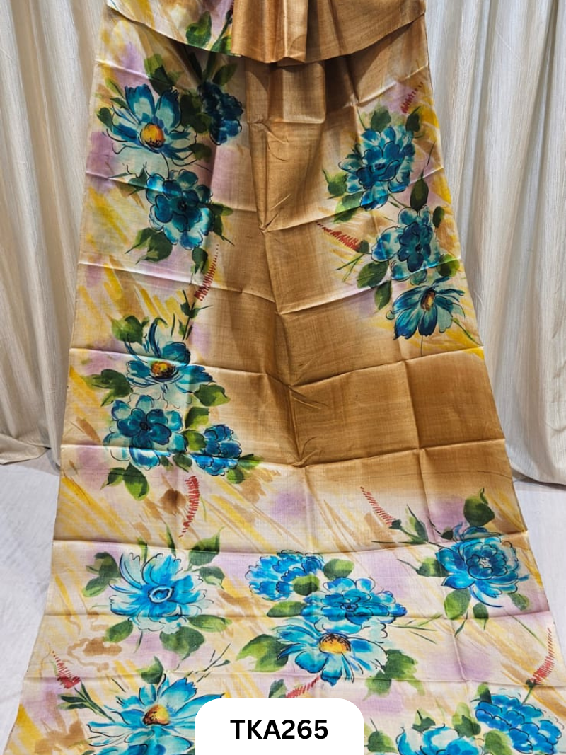 PURE HANDOWEN TUSSAR HAND PAINTED SAREE