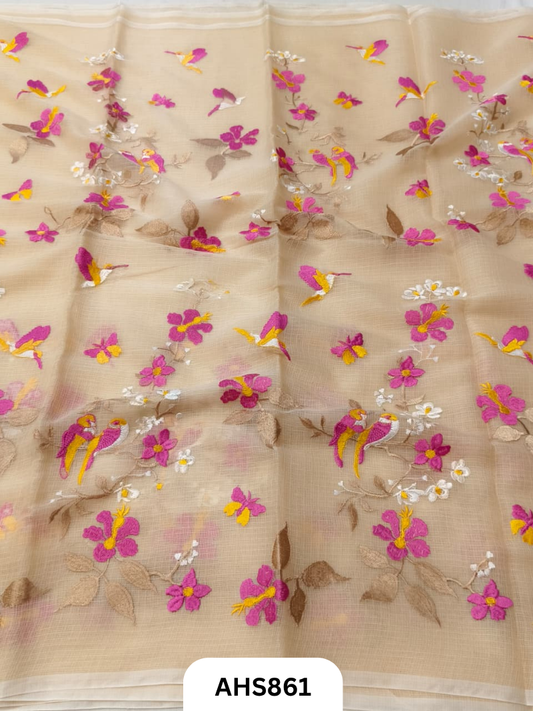 Cotton Kota Embroidery Work Saree