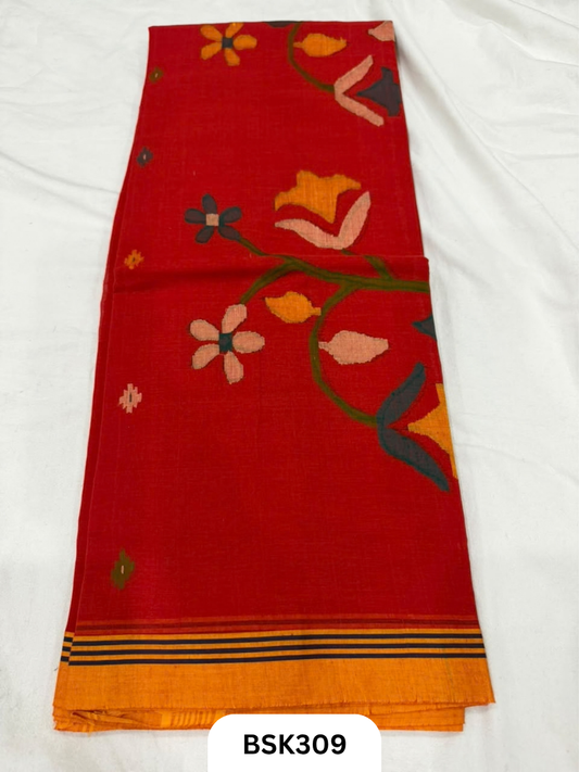 Handloom Pure Mul Cotton With Jamdhani Weave Saree