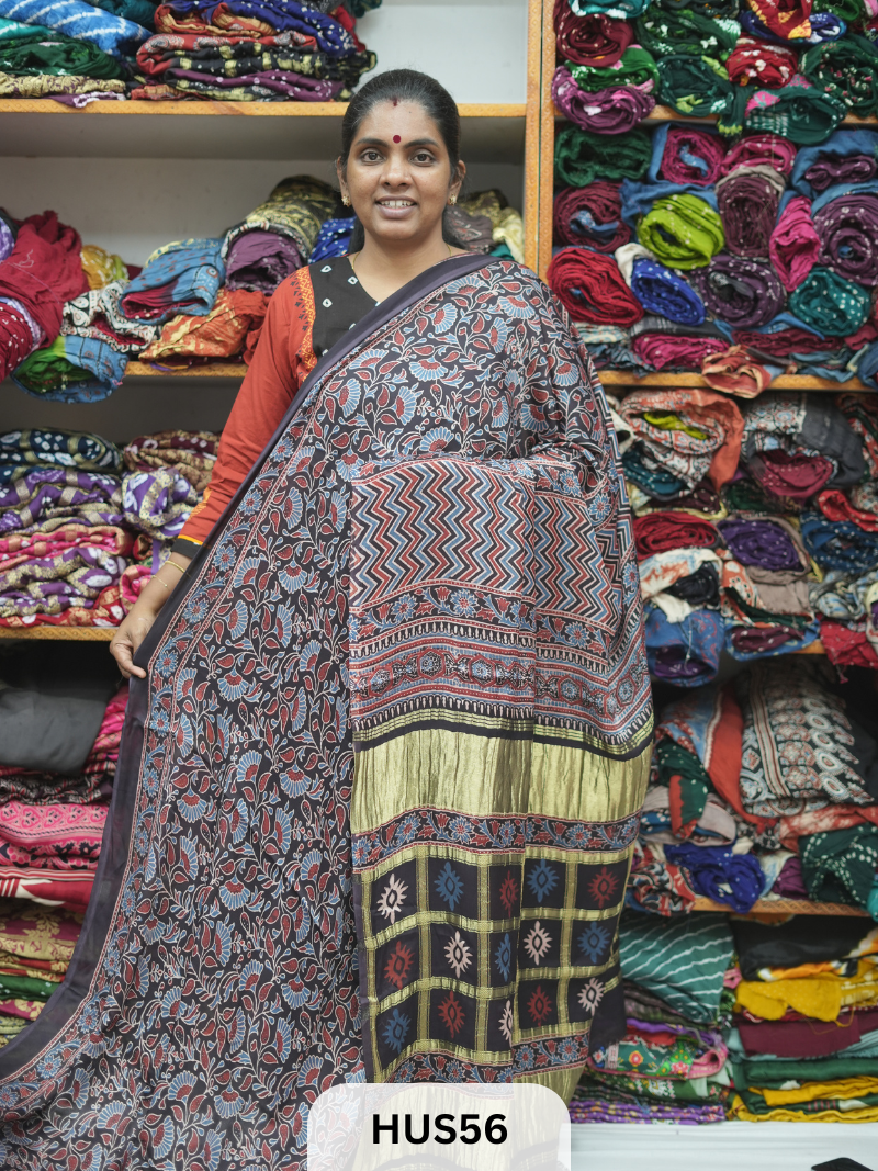 VISCOSE AJRAKH WITH GHARCHOLA PALLU