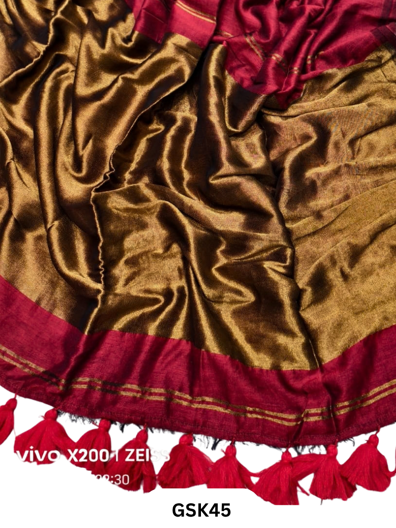 Plain Modal Tissue Saree With Blouse piece