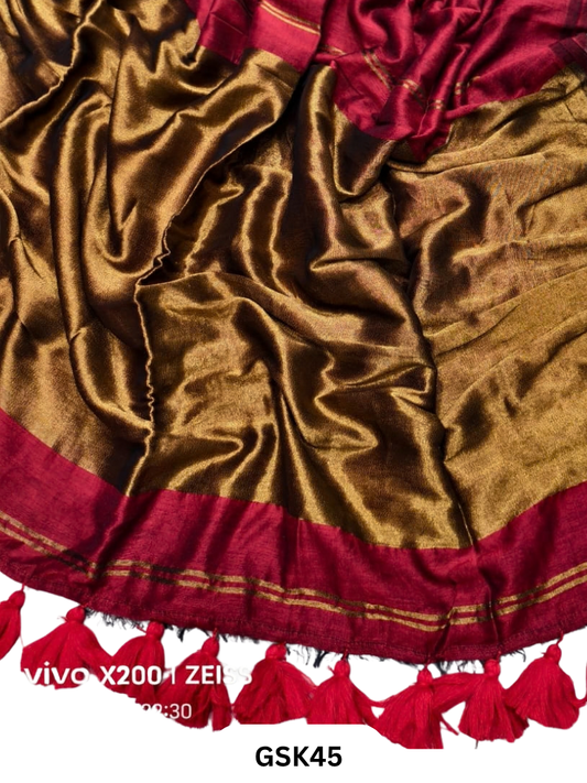 Plain Modal Tissue Saree With Blouse piece