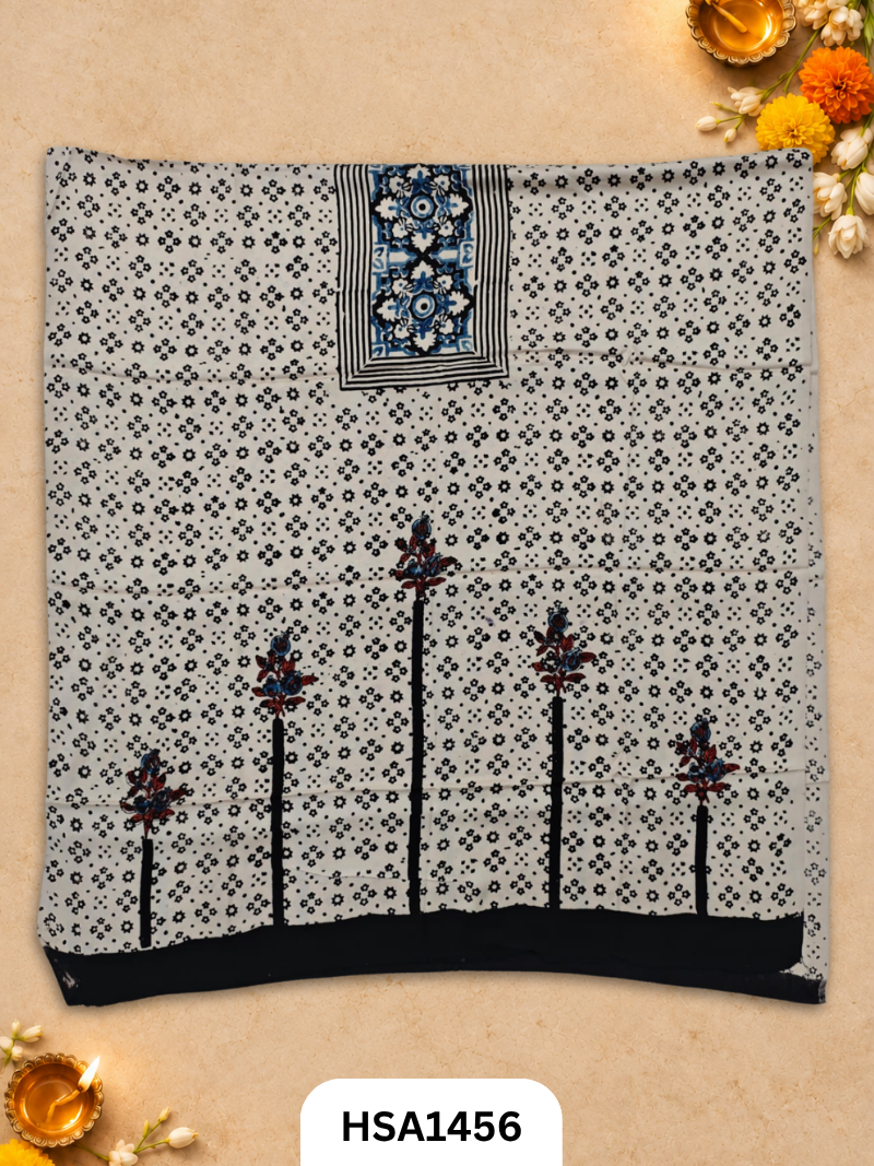 Ajrakh Hand Block Kuchh Printed Kaftan | Dress Material