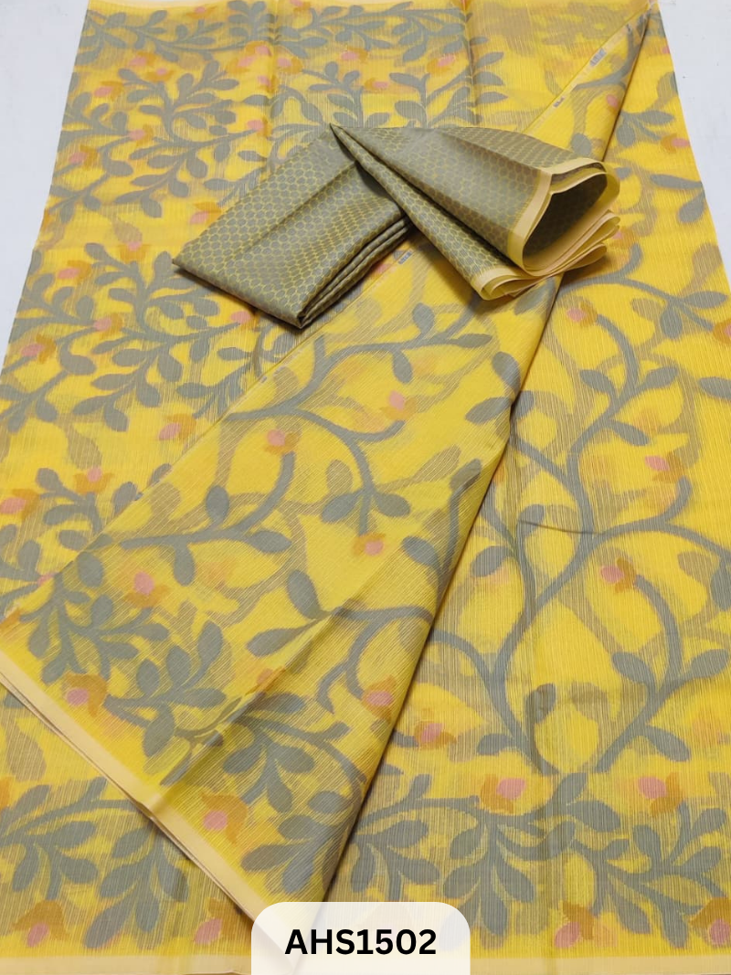 Soft Kota Cotton Jamdani Work Saree with Blouse