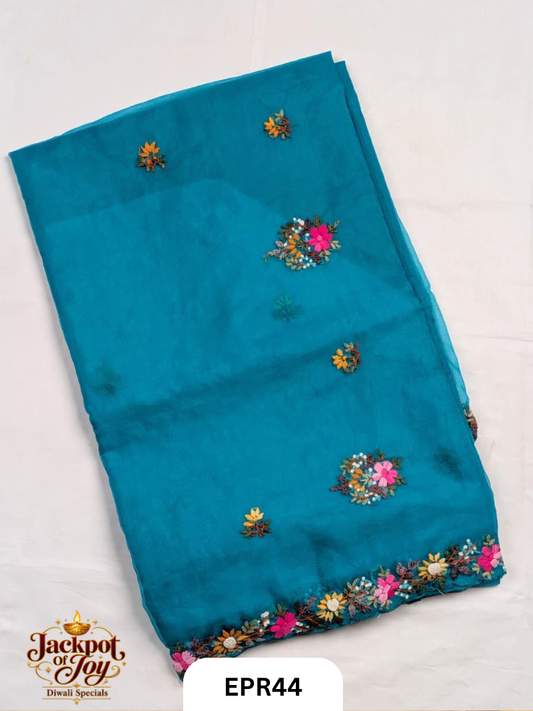 Semi Organza With Bullion Stitch Saree