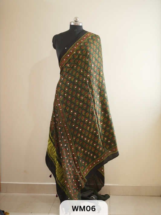 MODAL SILK WITH GLUED MIRROR LAGDI PATTA DUPPATTA