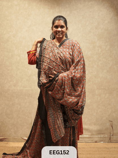 AJRAKH MODAL SAREE WITH MIRROR