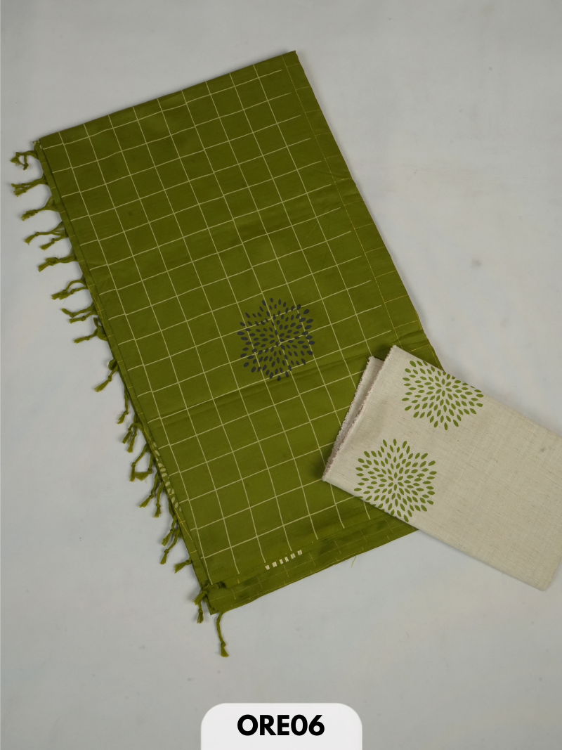 South cotton handblock print saree