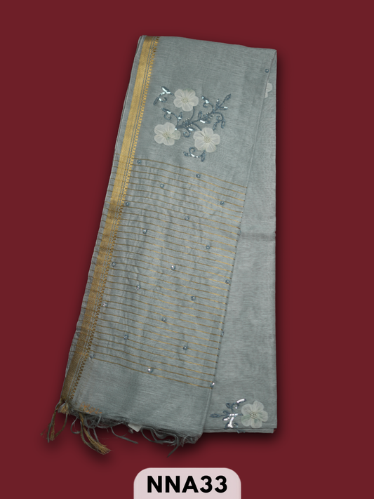 PURE TUSSAR DESIGNER PIECE SAREE