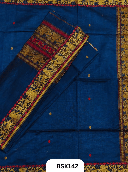 Exclusive Baluchari Handloom Pure Cotton Salwar Suit Set – Embroidered Top 2.5 m & Dupatta 2.5Mtr