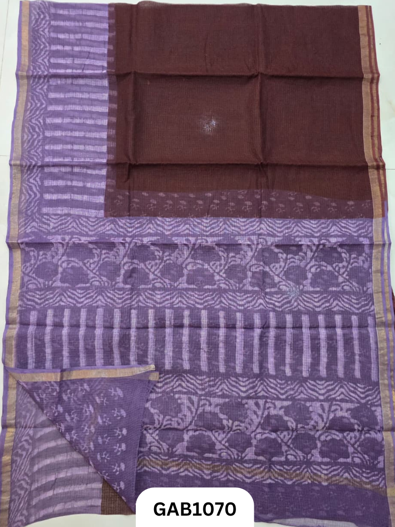 Bagru Handblock Print Kota Doria Saree