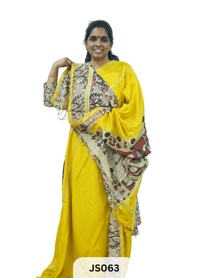 KALAMKARI X MANGALAGIRI FUSION SAREE -  SINGLE BORDER