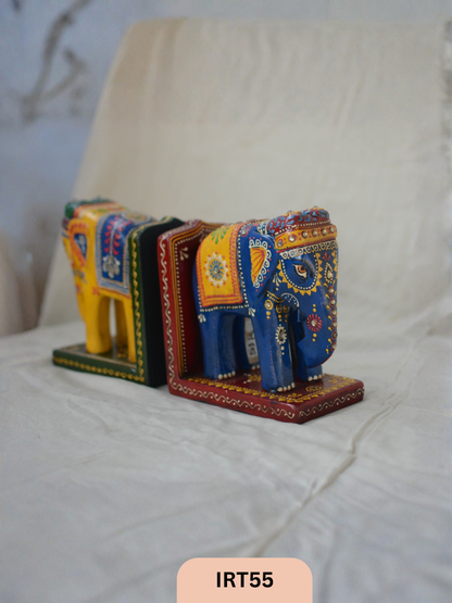 WOODEN INDIAN ELEPHANT BOOKENDS  18*8.5*17 CMS  | SET OF 2
