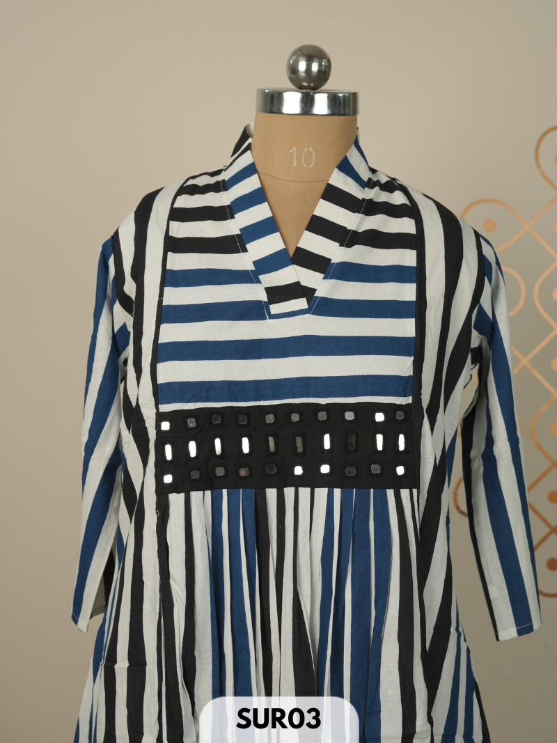 AJRAKH KUTCH EMBROIDERY COTTON KURTI