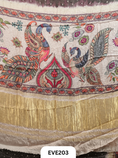 Modal Bandhini With Madhubani Fusion Saree