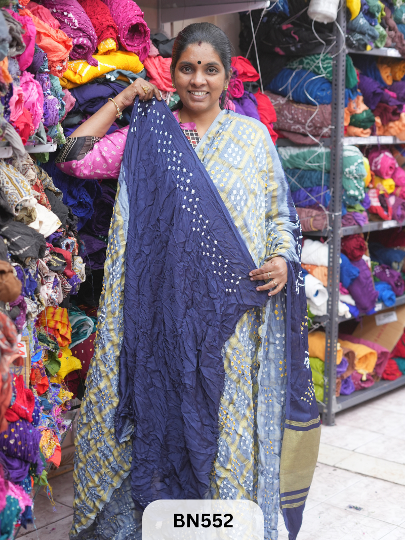 SEMI TISSUE GARCHOLA SAREE WITH LAGDI PATTA - DOUBLE COLOUR