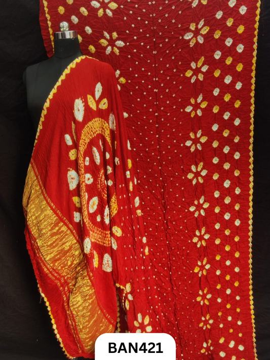 Semi Gaji Silk Tissue Pallu Shibori Pallu Shibori Border Bandhej Saree