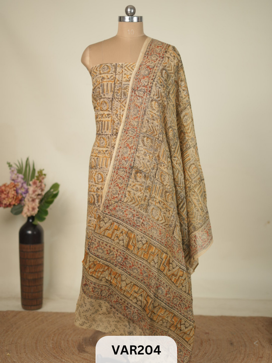 PURE HANDBLOCK KALAMKARI COTTON-2 PCS-TOP & DUPPATA