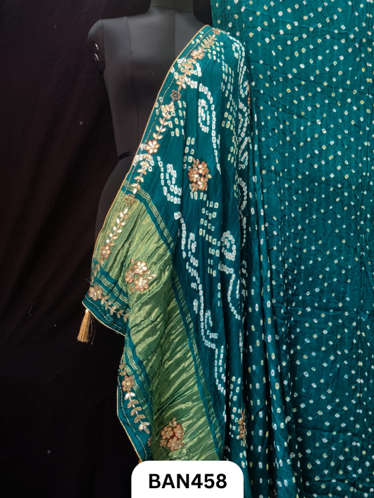 Semi Gaji SilkTissue Pallu Star Saree With Edging