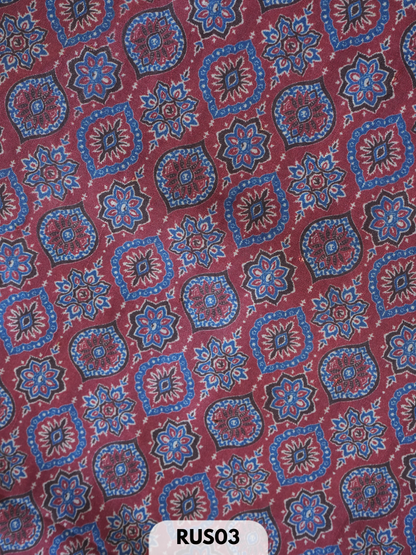 Dupion ajrakh fabric-1 mtr
