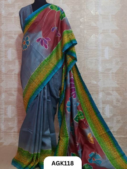 SPECIAL HANDBLOCK HEAVY KANTHA SAREE