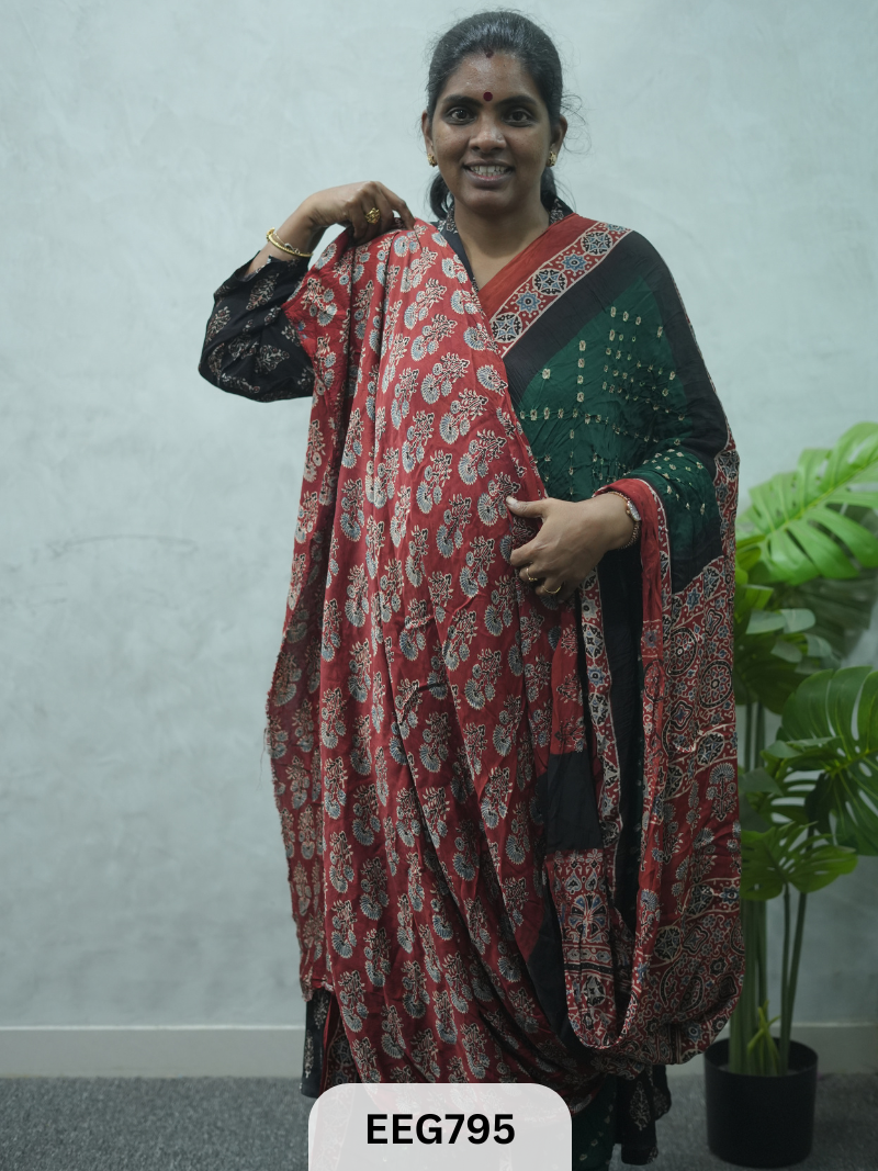 MODAL AJRAKH BANDHEJ SAREE