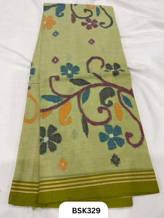 Handloom Pure Mul Cotton With Jamdhani Weave Saree