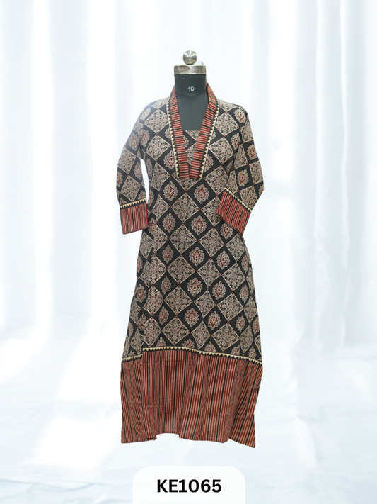 PURE VEGETABLE  PRINT COTTON KURTI - A Line