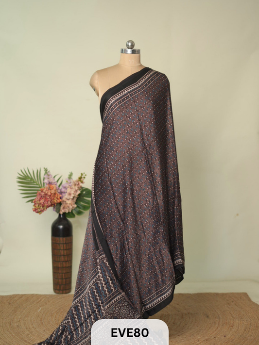MODAL AJRAKH HANDBLOCK PRINT SAREE