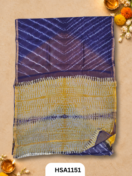 Hand Block Printed Kota Doriya Saree with Blouse