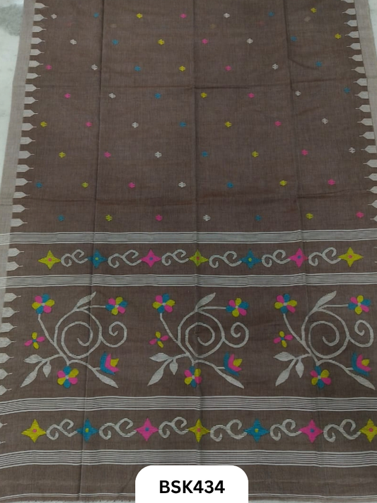 Handloom Pure Mul Cotton Needle Work Saree