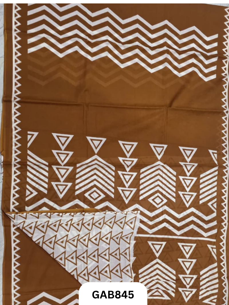 Bagru Block Print Cotton Mulmul Sarees With Running Blouse