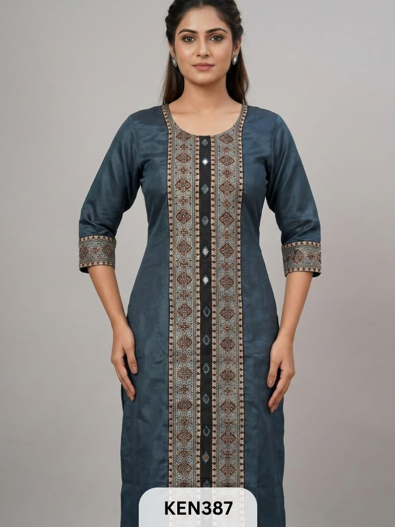 MASHRU PANEL & MIRROR WORK KURTI