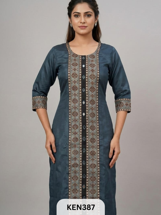 MASHRU PANEL & MIRROR WORK KURTI