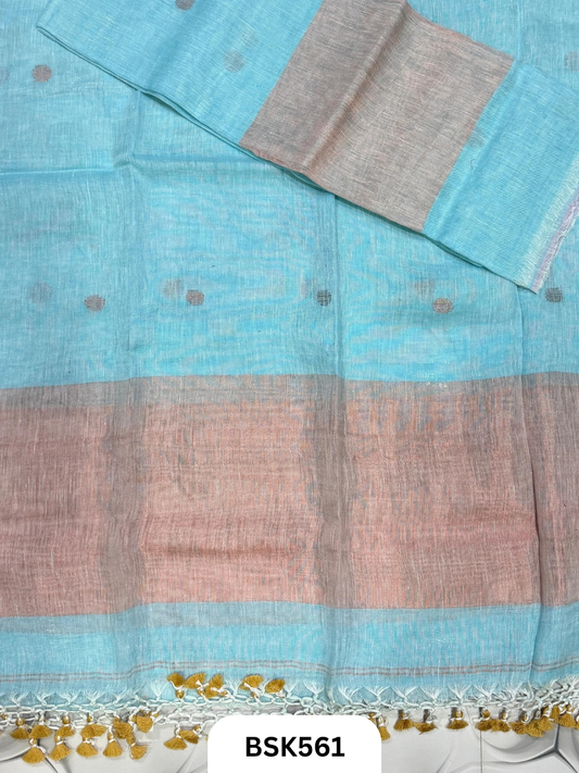 Handloom Pure Linen Pulka With Tissue Pallu Salwar Suit