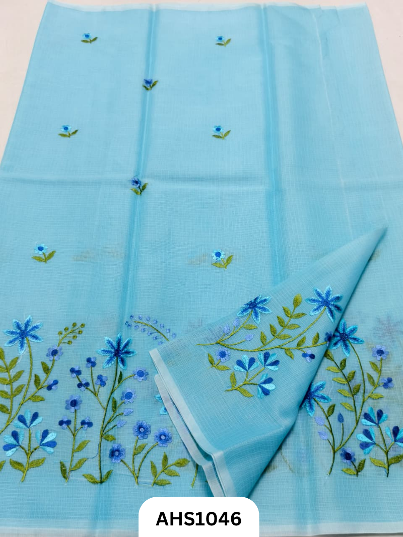 Kota Cotton Embroidery  Work Saree with Blouse