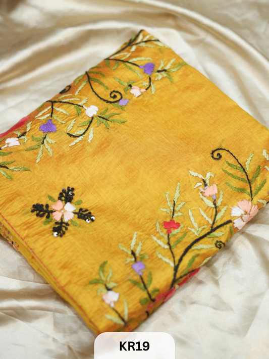 DUPION SILK WITH PURE HAND KANTHA HEAVY
