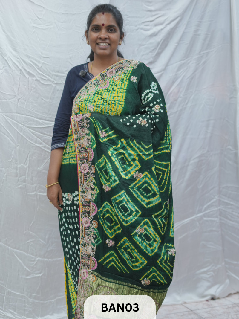 SHIBORI BANDHANI DESIGNER WORK SAREE