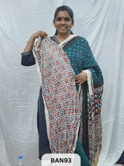 BANDHANI WITH AJRAKH SEMI GAJI SAREE
