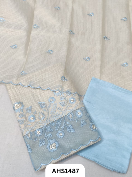 Applique Work Soft Silk Tissue Kota & Dupatta - Top 2.5Mtr & Dupatta 2.5Mtr