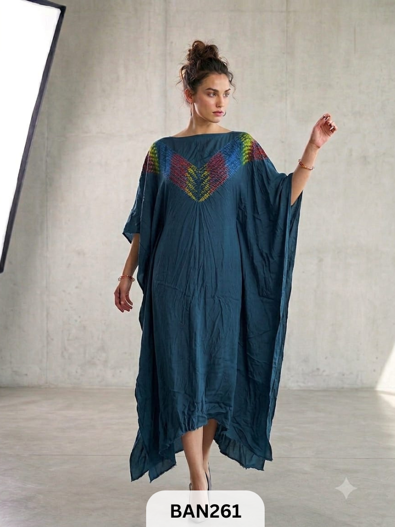 MODAL MULTI COLOUR SHIBORI SHADED UNSTITCHED KAFTAN