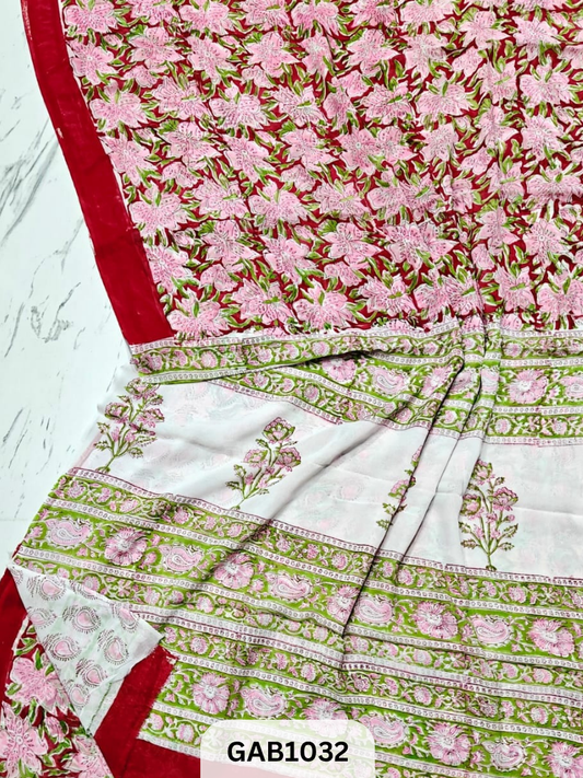 Premium Hand Block Printed Georgette Sarees with Blouse