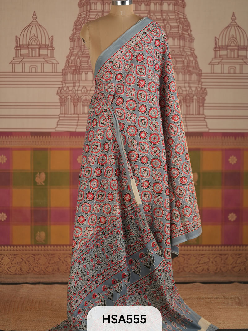 COTTON AJRAKH HANDBLOCK SAREE