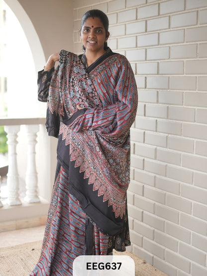 AJRAKH MODAL SAREE - JACKPOT