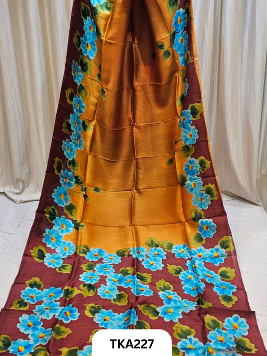 Murshidabad Silk Hand Painted Saree
