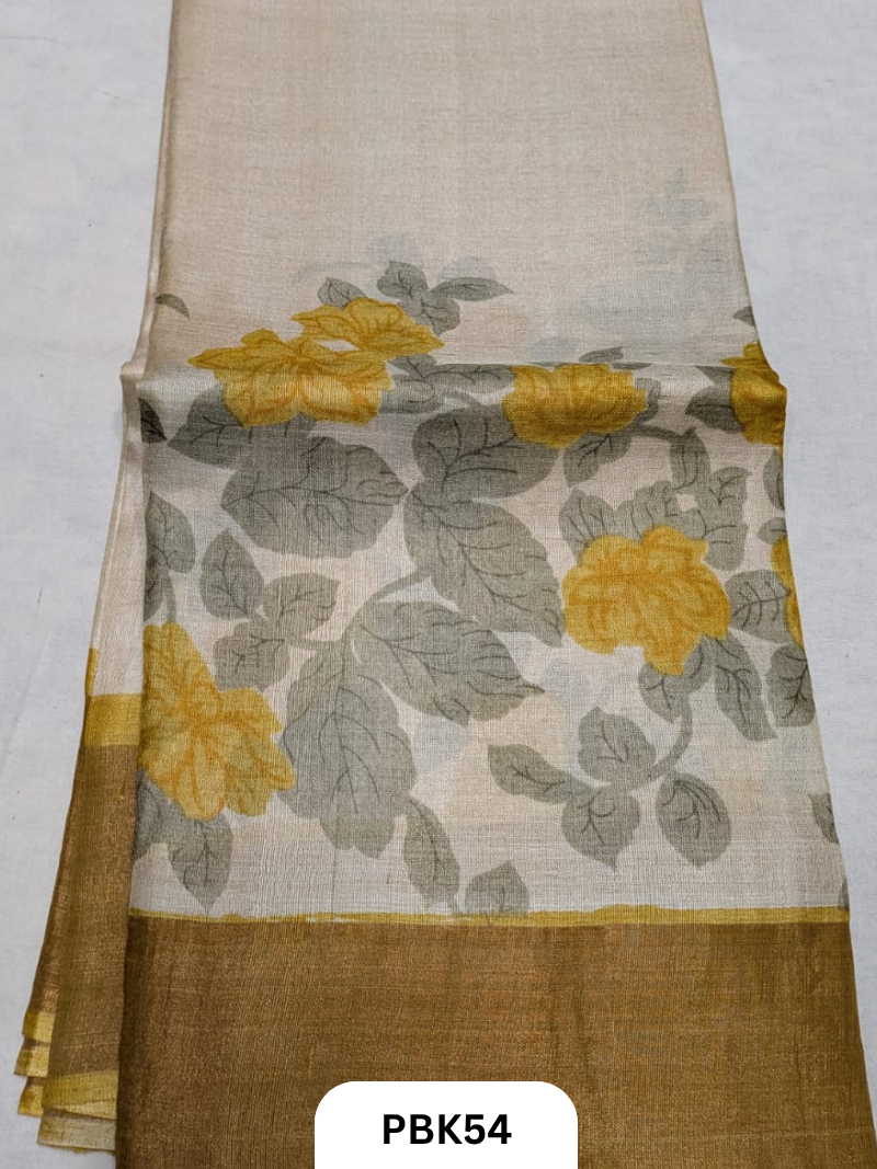 Premium Pure Tussar Silk Handblock Print Saree – Kolkata Special