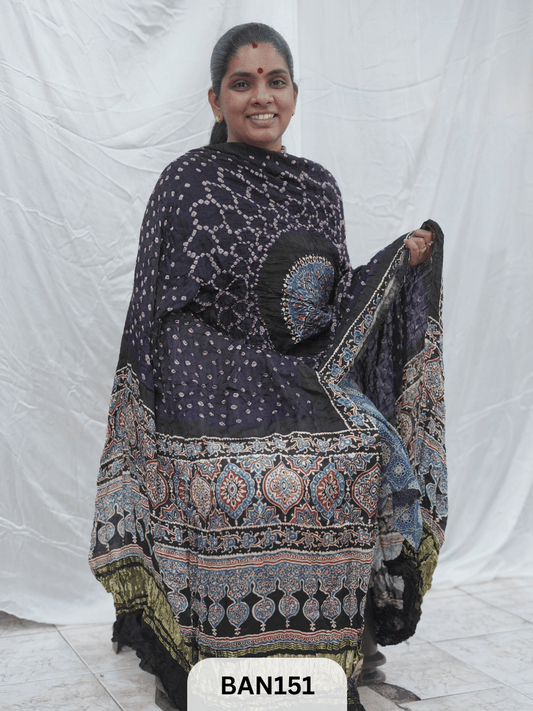 AJRAKH BANDHEJ GUL DUPPATA WITH LAGDI PATTA