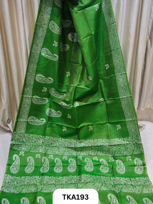 Bishnupuri Katan Silk Block Print Saree