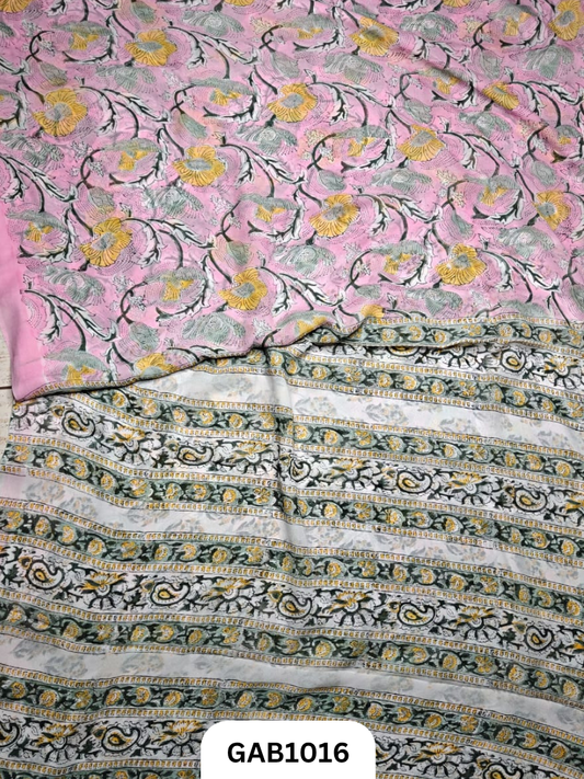 Premium Hand Block Printed Georgette Sarees with Blouse