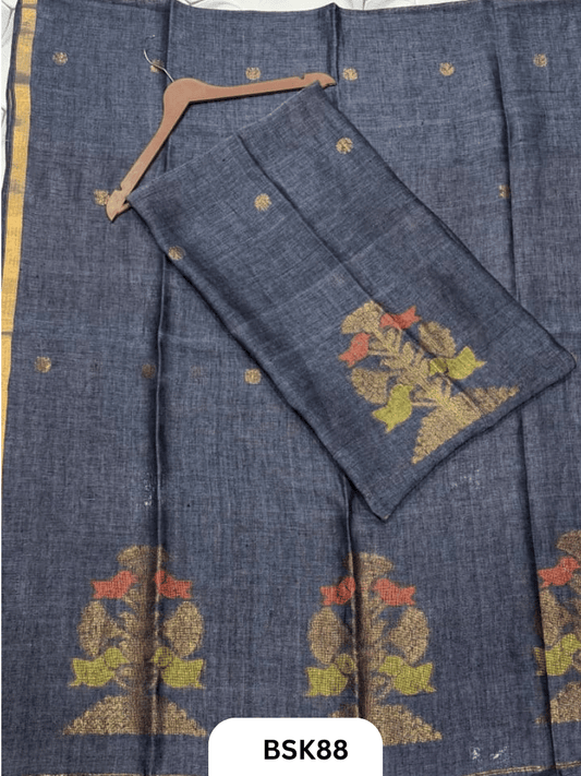 Pure Handloom Linen Salwar Suit with Jamdani and Meenakari weave  Top 2.7 mtr  Duppata Rs 2.5mtr